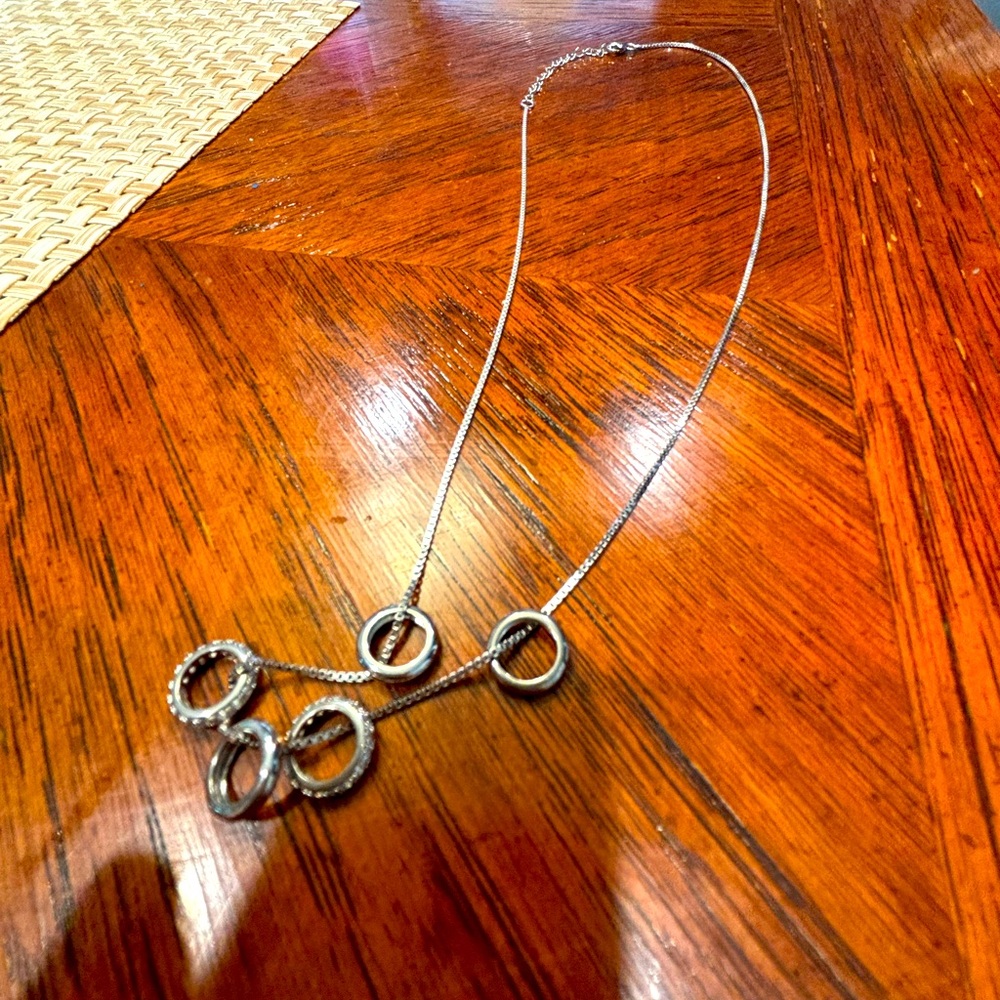 Diamonique 35th Anniversary 5-Ring Necklace, Sterling Silver